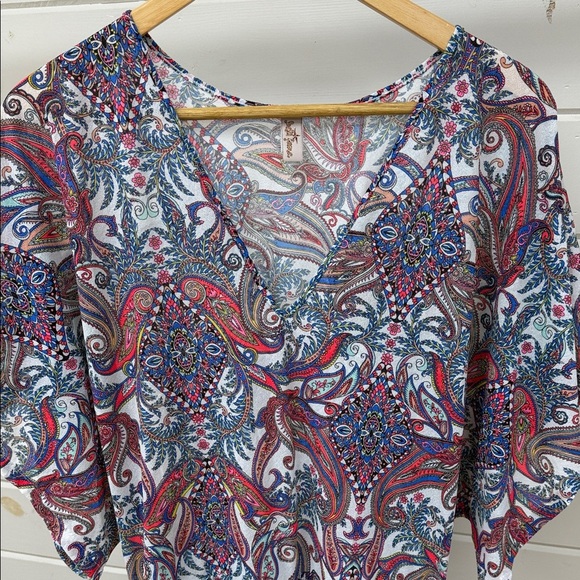 Luli Fama Multi-Color Paisley Print Swimsuit Cover Women's XS - Picture 2 of 12